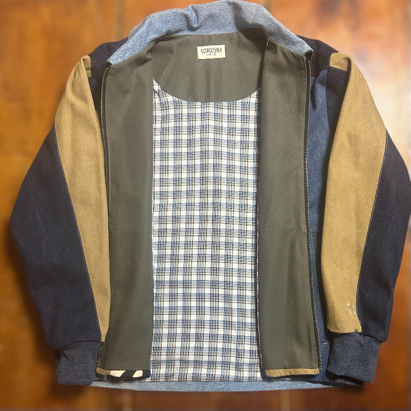 Patchwork Quilted Denim Jacket with Rolling Stone and "The Boss"