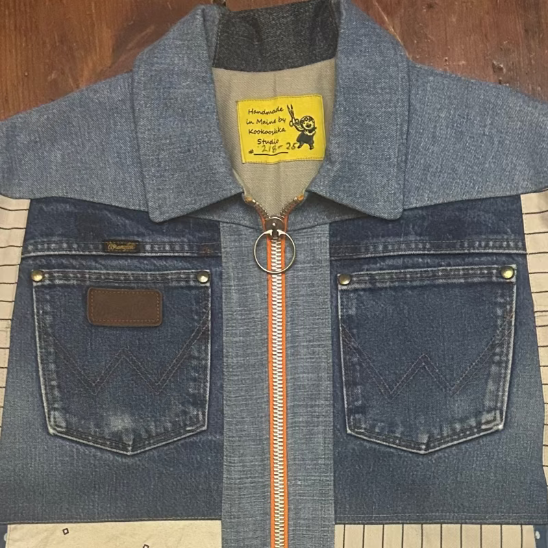 Patchwork Denim Jacket with Iconic New Yorker Tote and Salt Your Pasta Water