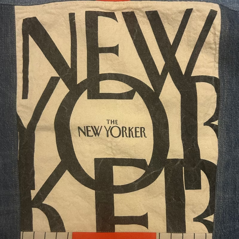 Patchwork Denim Jacket with Iconic New Yorker Tote and Salt Your Pasta Water
