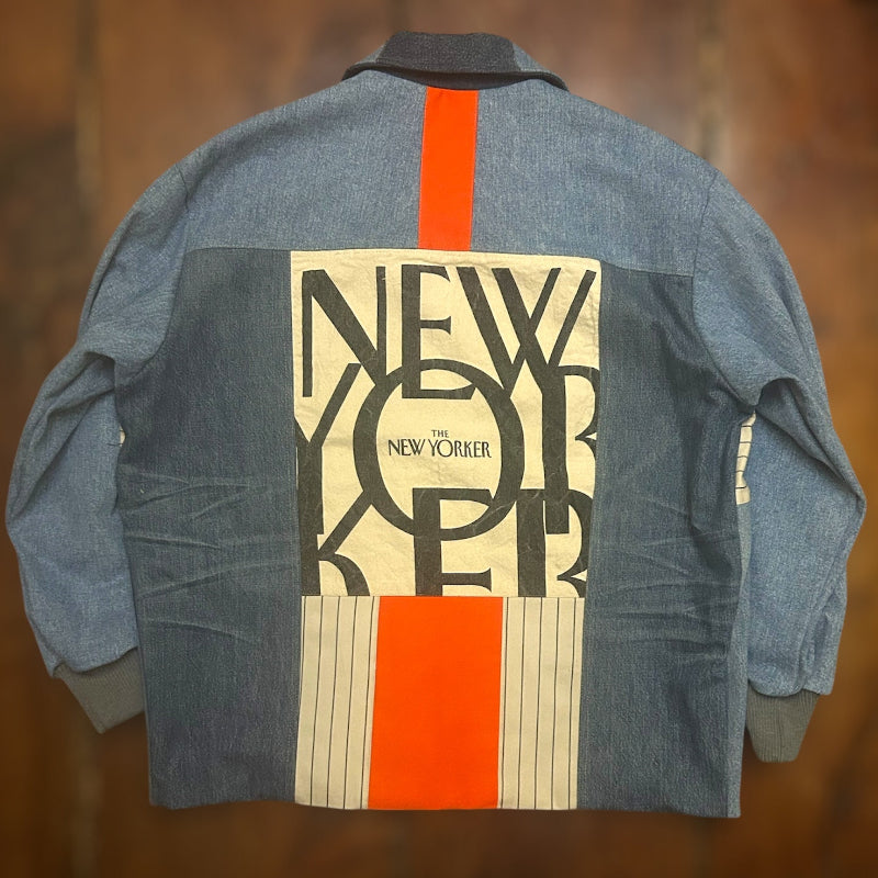 Patchwork Denim Jacket with Iconic New Yorker Tote and Salt Your Pasta Water