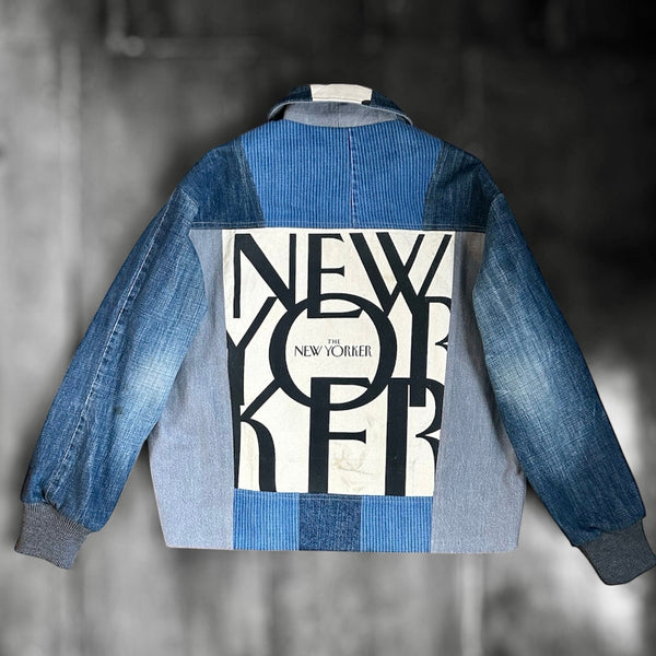 Patchwork Quilted Denim Jacket with Canvas New Yorker Tote