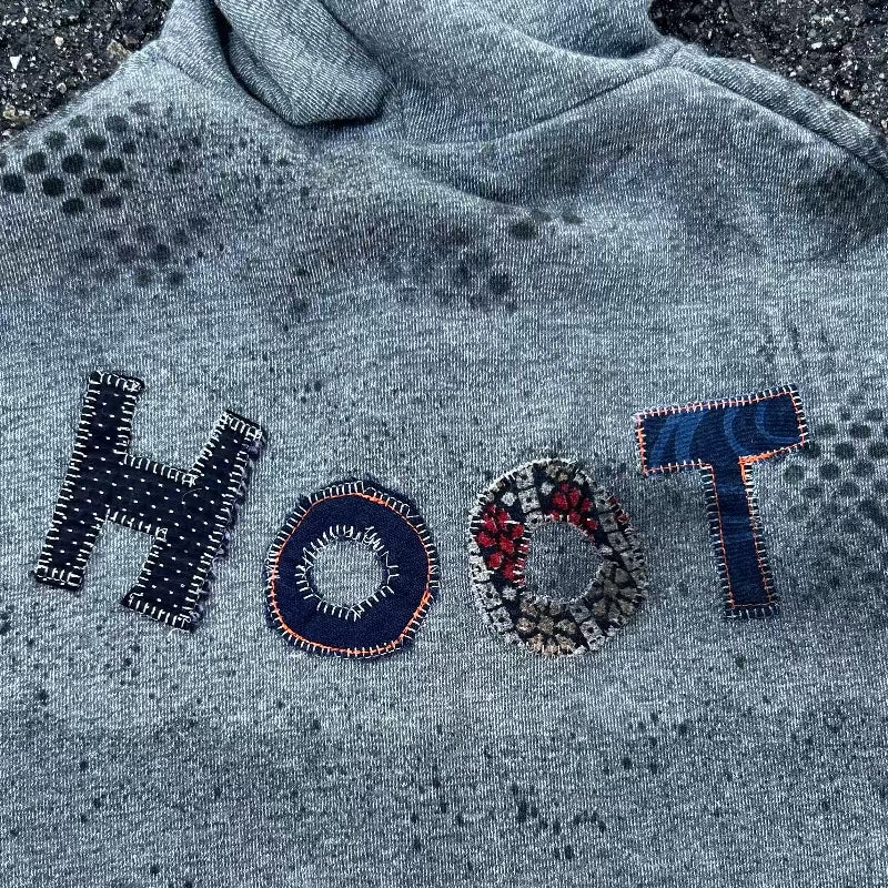 Hoot Hoot Hooded Poncho Grey