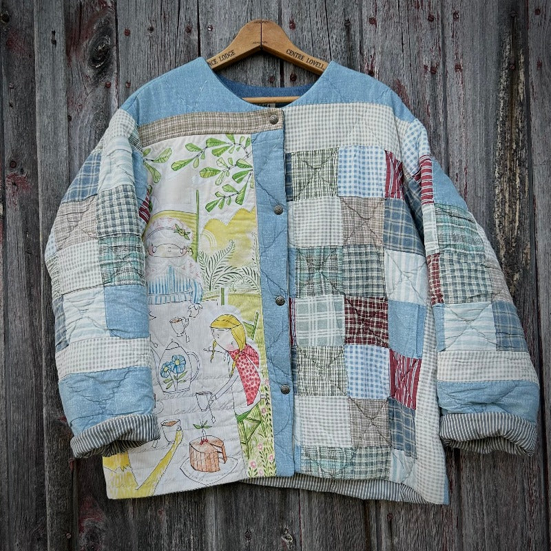 Cotton Handmade Jacket Patchwork Vintage Quilted Jacket