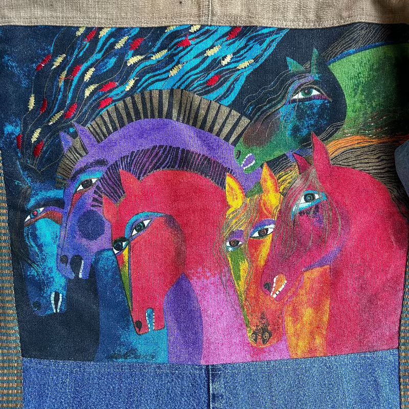 Quilted Denim Jacket with New Yorker, Dancer and colorful Horses