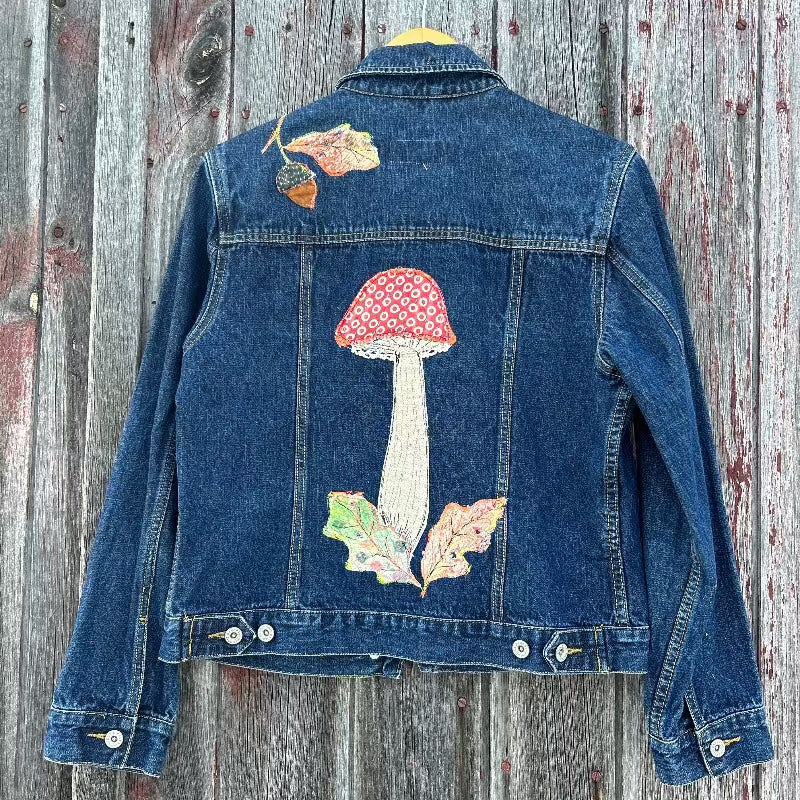 Denim Jacket with Mushroom appliques