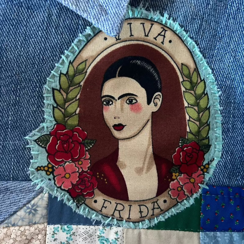 Quilted Denim Jacket with Frida applique
