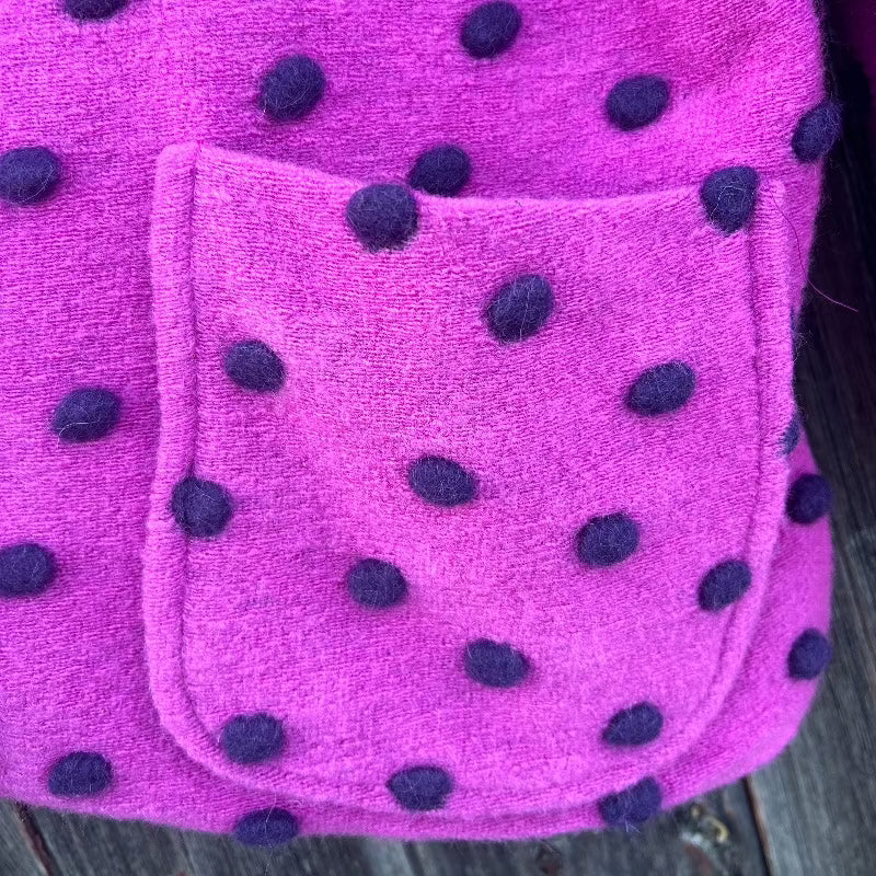 Pink and Purple Polka Dot Jacket with Floral Applique