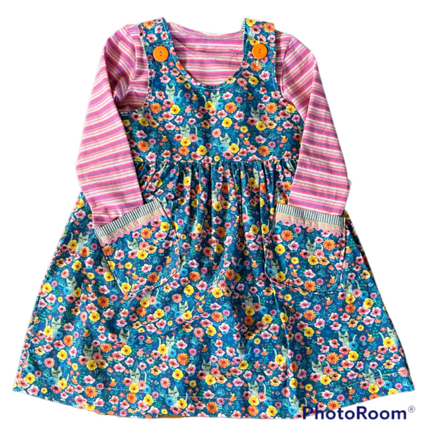 Kitty in the Flower Garden Print Jumper and Top Set