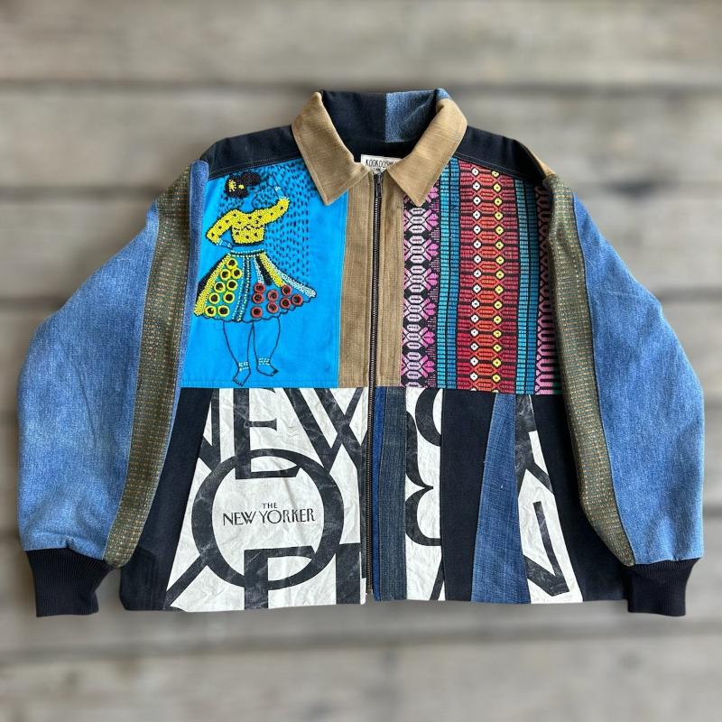 Quilted Denim Jacket with New Yorker, Dancer and colorful Horses