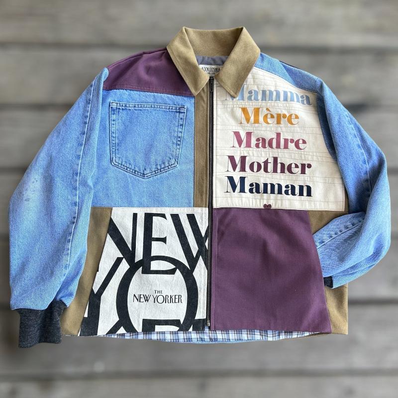 Denim Jacket with Iconic New Yorker Totes and Mamma Print