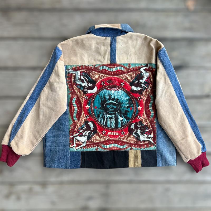 Patchwork Denim Jacket with Iconic J.P.Gaultier Indian panel