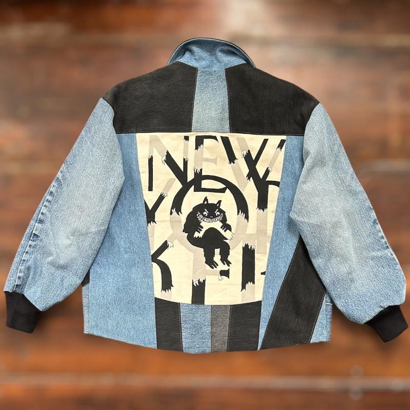 Patchwork Denim Jacket with Well Behaved Women and Monster