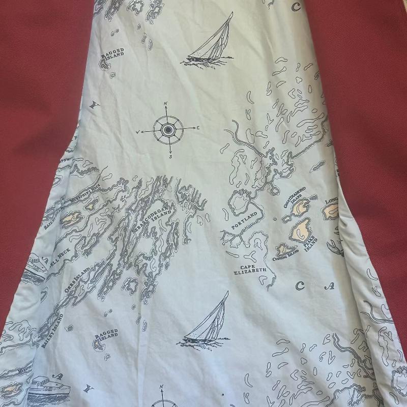 Patchwork Denim Jacket with Lobster and Lighthouse Graphics