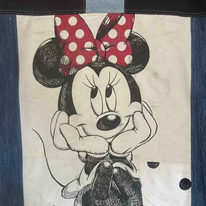 Patchwork Denim Chore Jacket with Iconic New Yorker Tote and Mickey / Minnie Mouse
