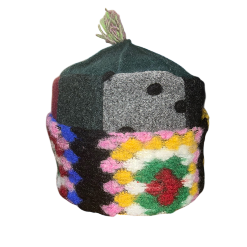 One of a Kind Patchwork Pillbox Hat 002
