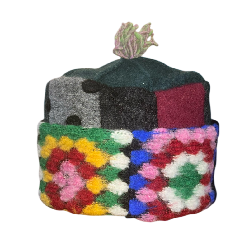One of a Kind Patchwork Pillbox Hat 002