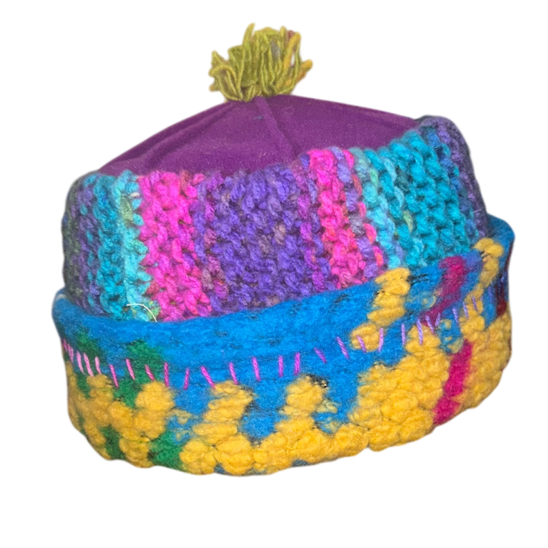 One of a Kind Patchwork Pillbox Hat 004