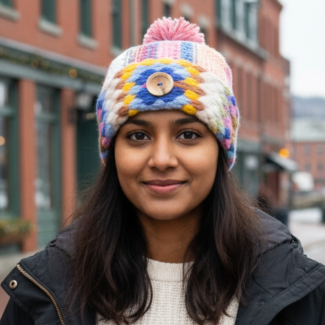 One of a Kind Patchwork Pillbox Hat 005