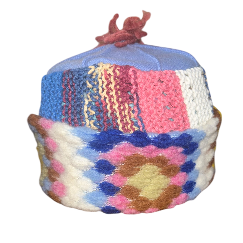 One of a Kind Patchwork Pillbox Hat 005