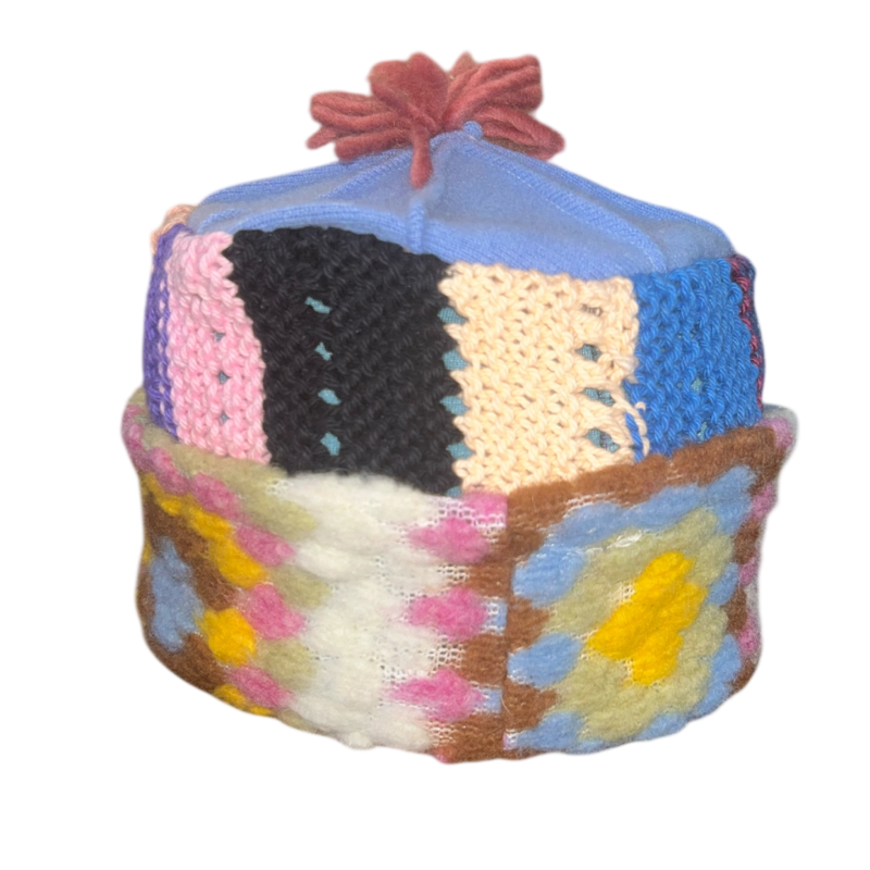 One of a Kind Patchwork Pillbox Hat 005