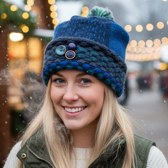 One of a Kind Patchwork Pillbox Hat 006