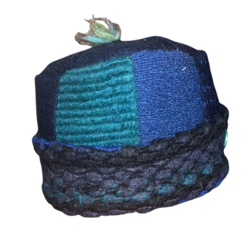 One of a Kind Patchwork Pillbox Hat 006