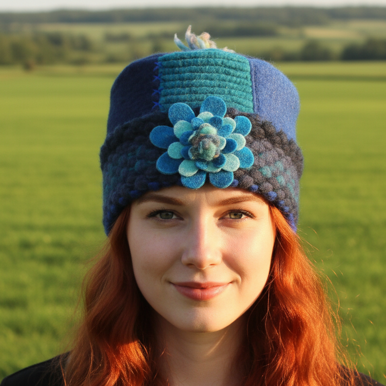 One of a Kind Patchwork Pillbox Hat 007