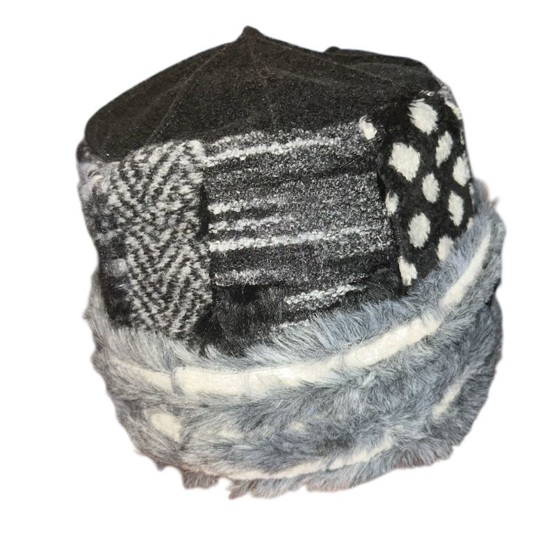 One of a Kind Patchwork Pillbox Hat 008