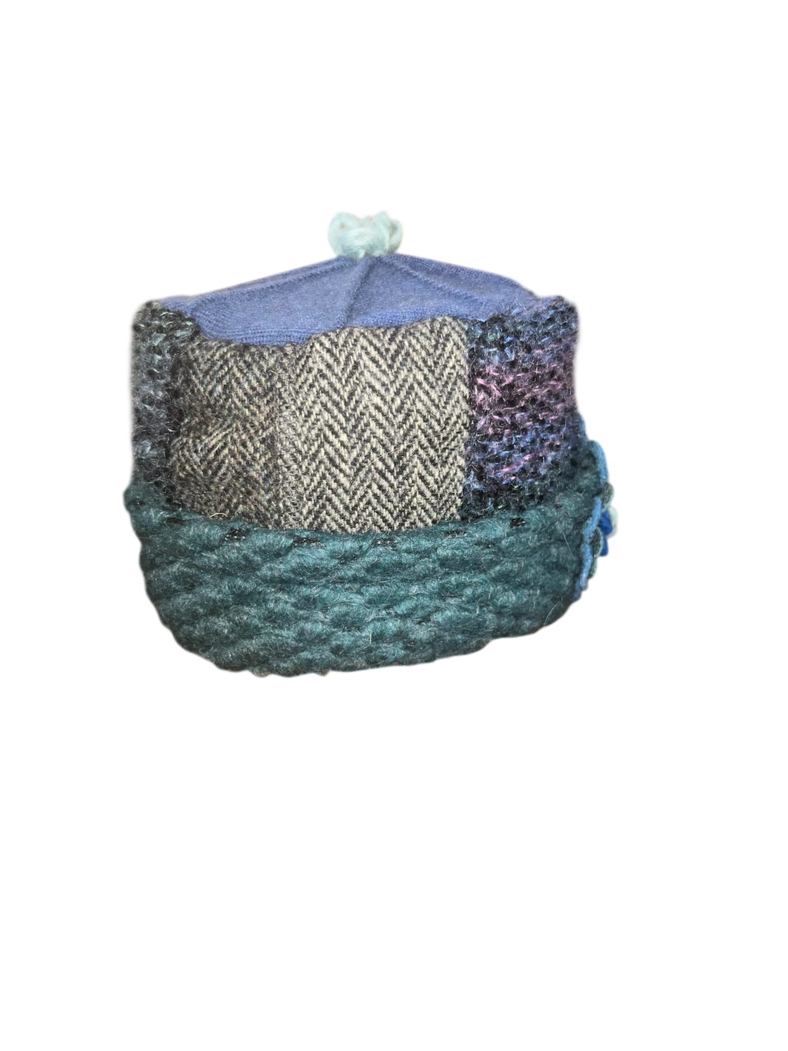 One of a Kind Patchwork Pillbox Hat 010