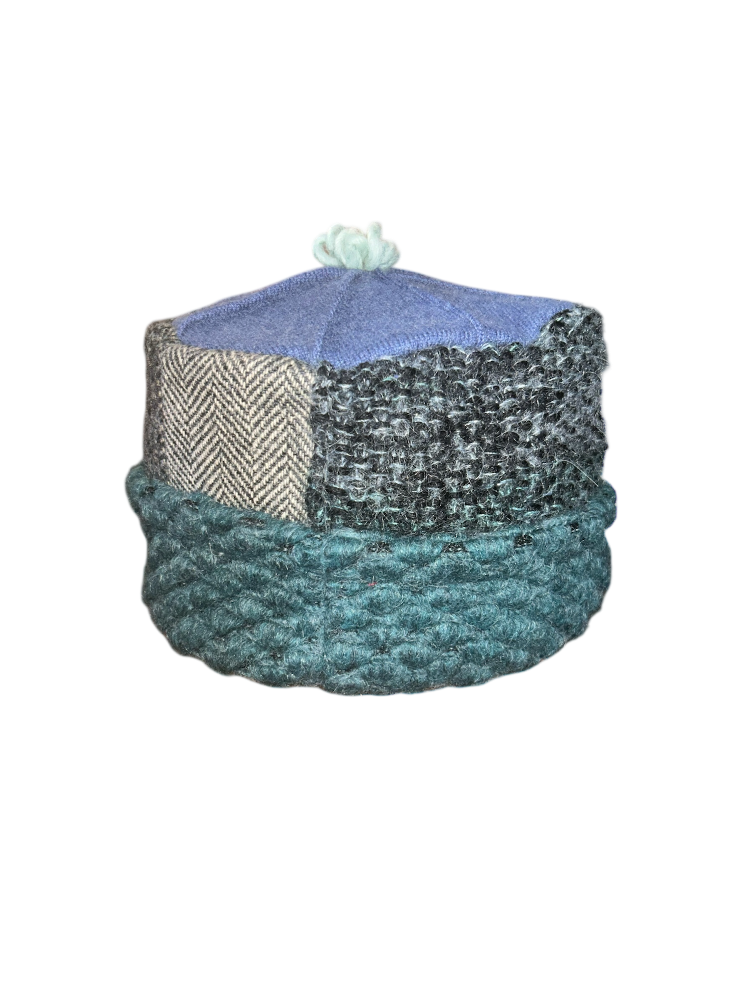 One of a Kind Patchwork Pillbox Hat 010