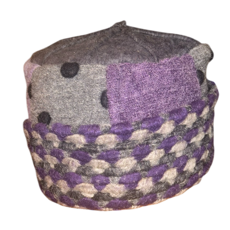 One of a Kind Patchwork Pillbox Hat 011