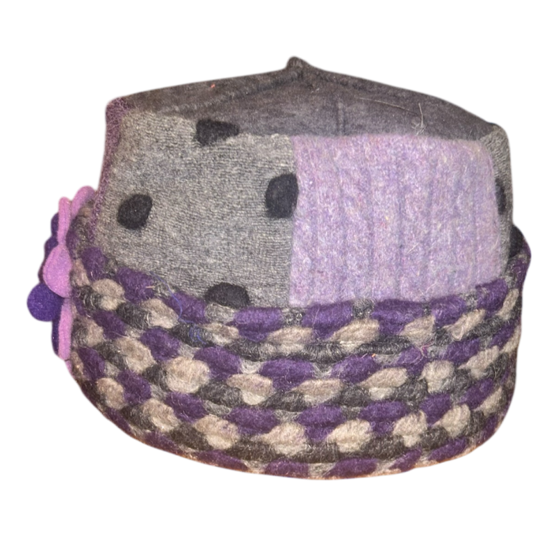 One of a Kind Patchwork Pillbox Hat 011