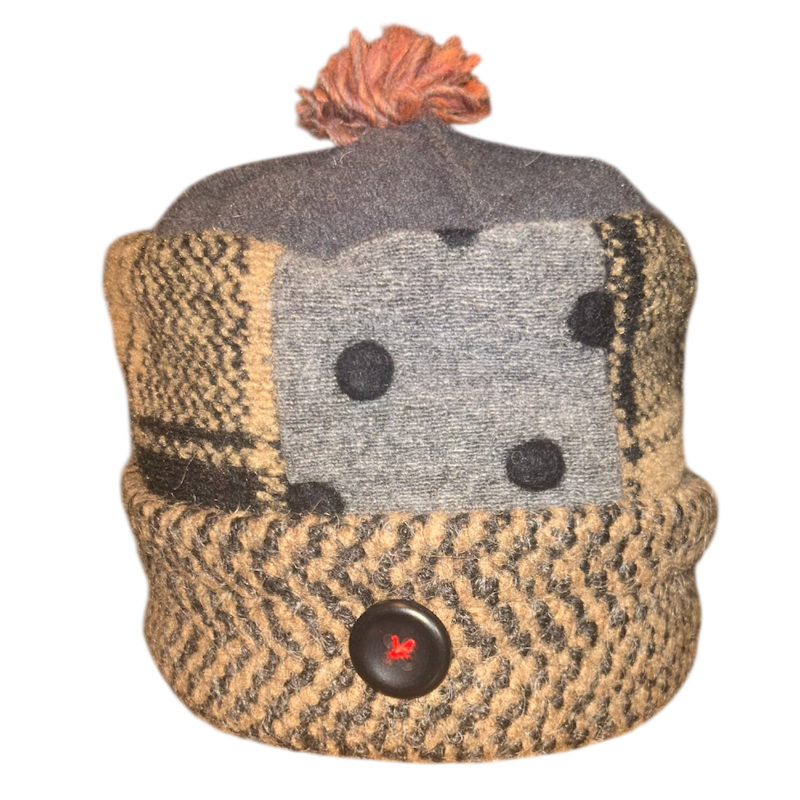 One of a Kind Patchwork Pillbox Hat 012