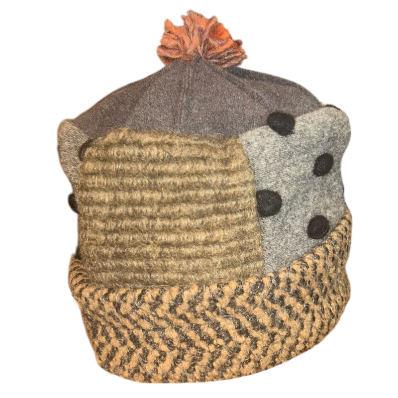 One of a Kind Patchwork Pillbox Hat 012