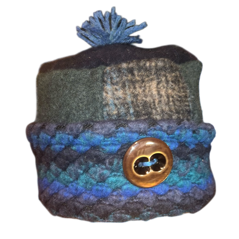 One of a Kind Patchwork Pillbox Hat 013