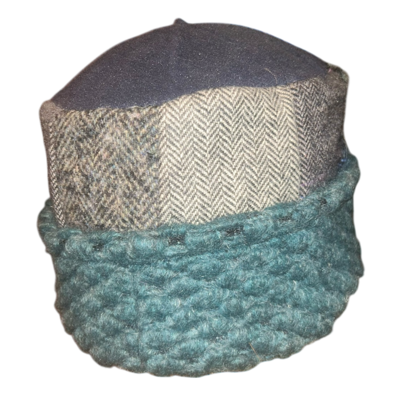 One of a Kind Patchwork Pillbox Hat 014