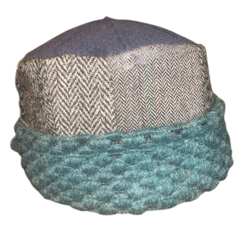 Knitted cap with two-tone pattern on a white background