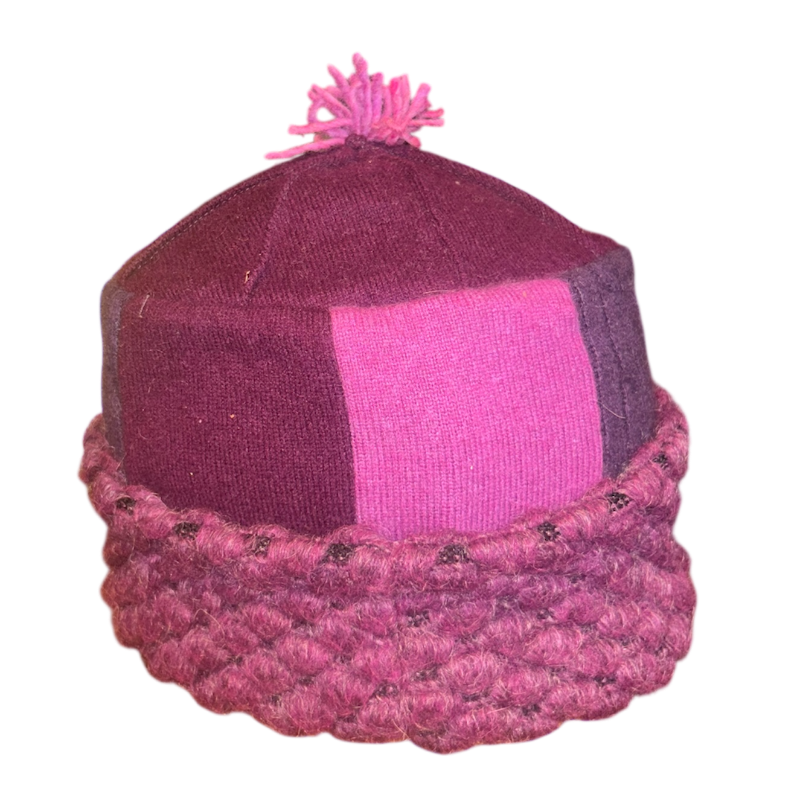 One of a Kind Patchwork Pillbox Hat 015