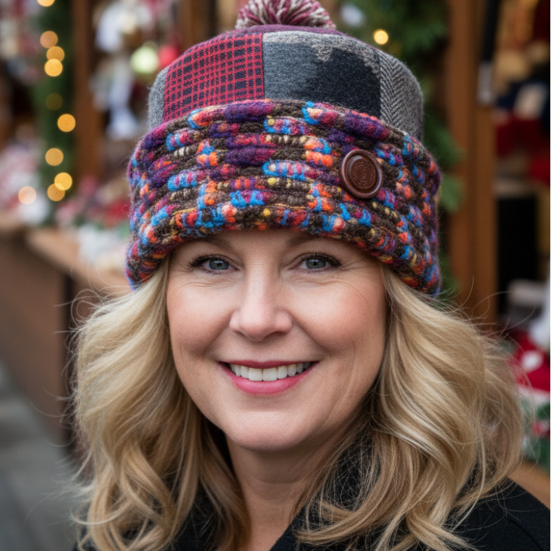 One of a Kind Patchwork Pillbox Hat 016