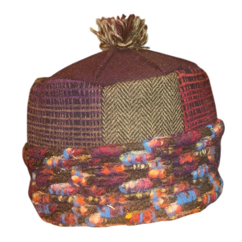 One of a Kind Patchwork Pillbox Hat 016