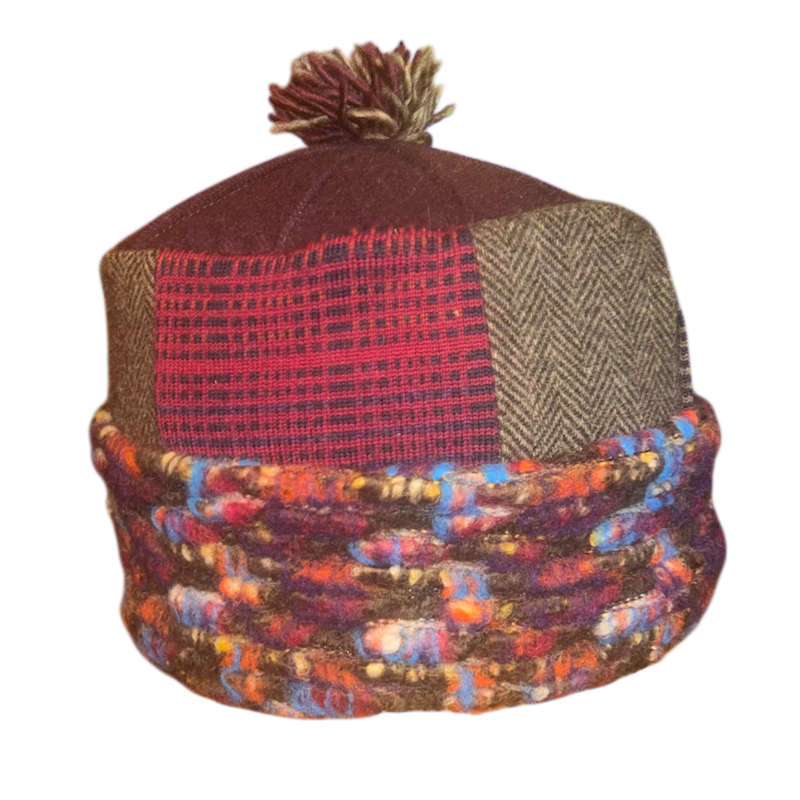 One of a Kind Patchwork Pillbox Hat 016