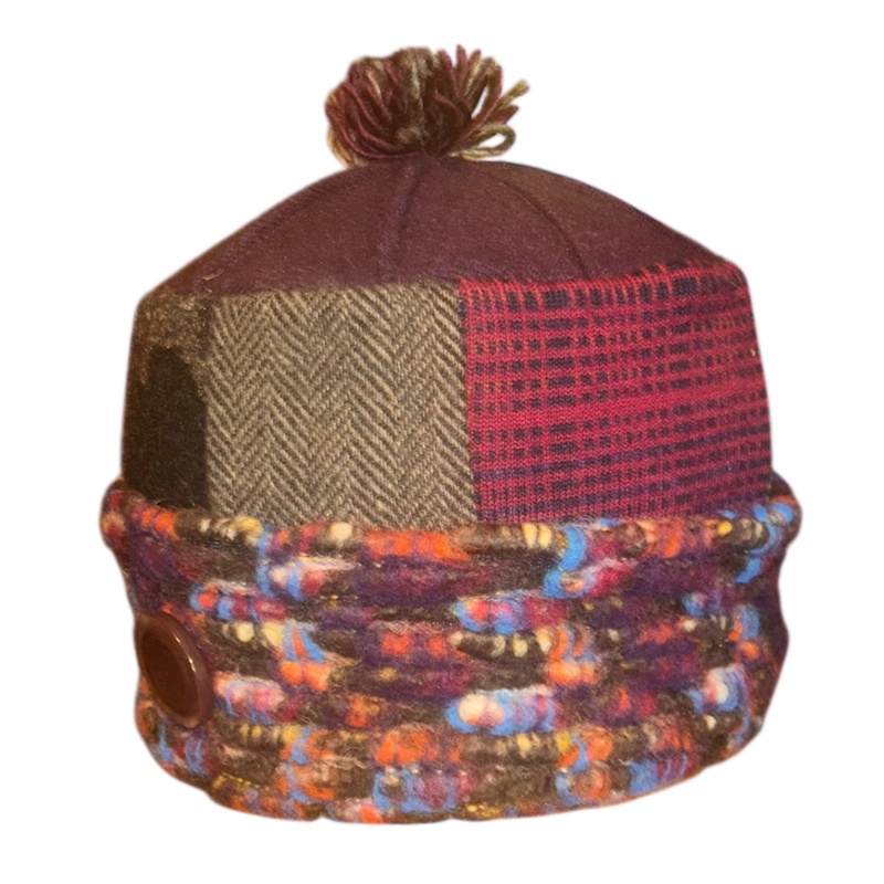 One of a Kind Patchwork Pillbox Hat 016