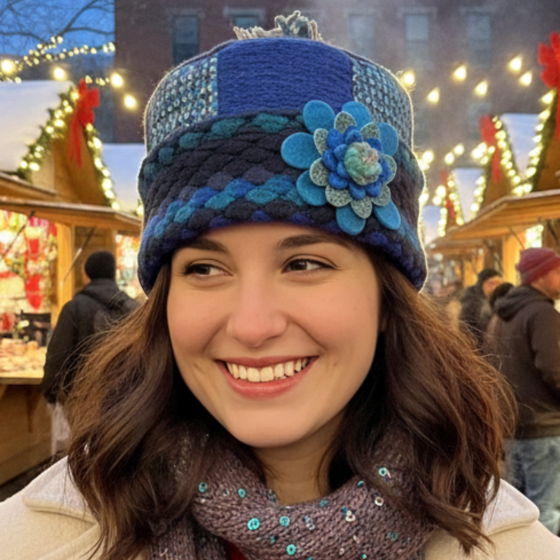 One of a Kind Patchwork Pillbox Hat 017