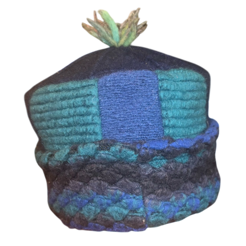 One of a Kind Patchwork Pillbox Hat 017