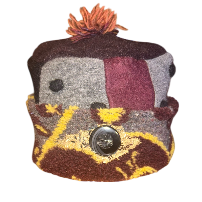 One of a Kind Patchwork Pillbox Hat 018