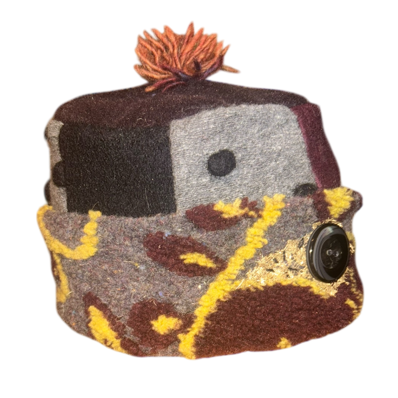 One of a Kind Patchwork Pillbox Hat 018