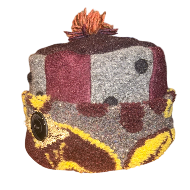 One of a Kind Patchwork Pillbox Hat 018