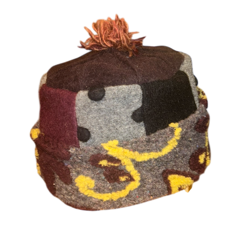 One of a Kind Patchwork Pillbox Hat 018