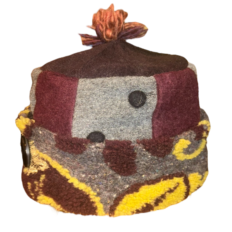 One of a Kind Patchwork Pillbox Hat 018