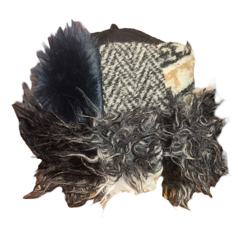 One of a Kind Patchwork Pillbox Hat 019